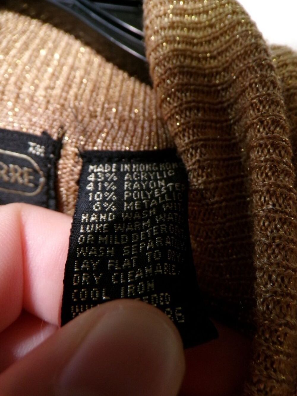 Jeanne Pierre Women's Metallic Gold Turtleneck Sweater Size M Pullover - Picture 4 of 5